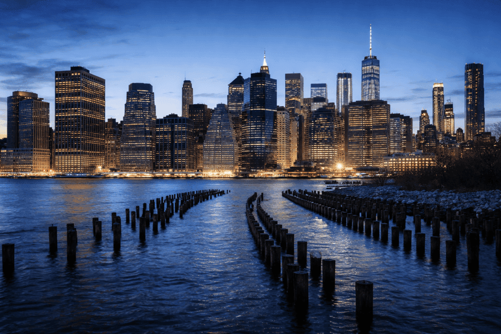 Panorama Manhattanu nocą – rekomendacja Go City pass do Nowego Jorku